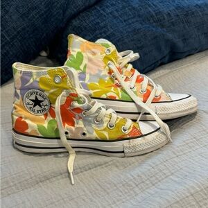 Converse multi-color flower high tops